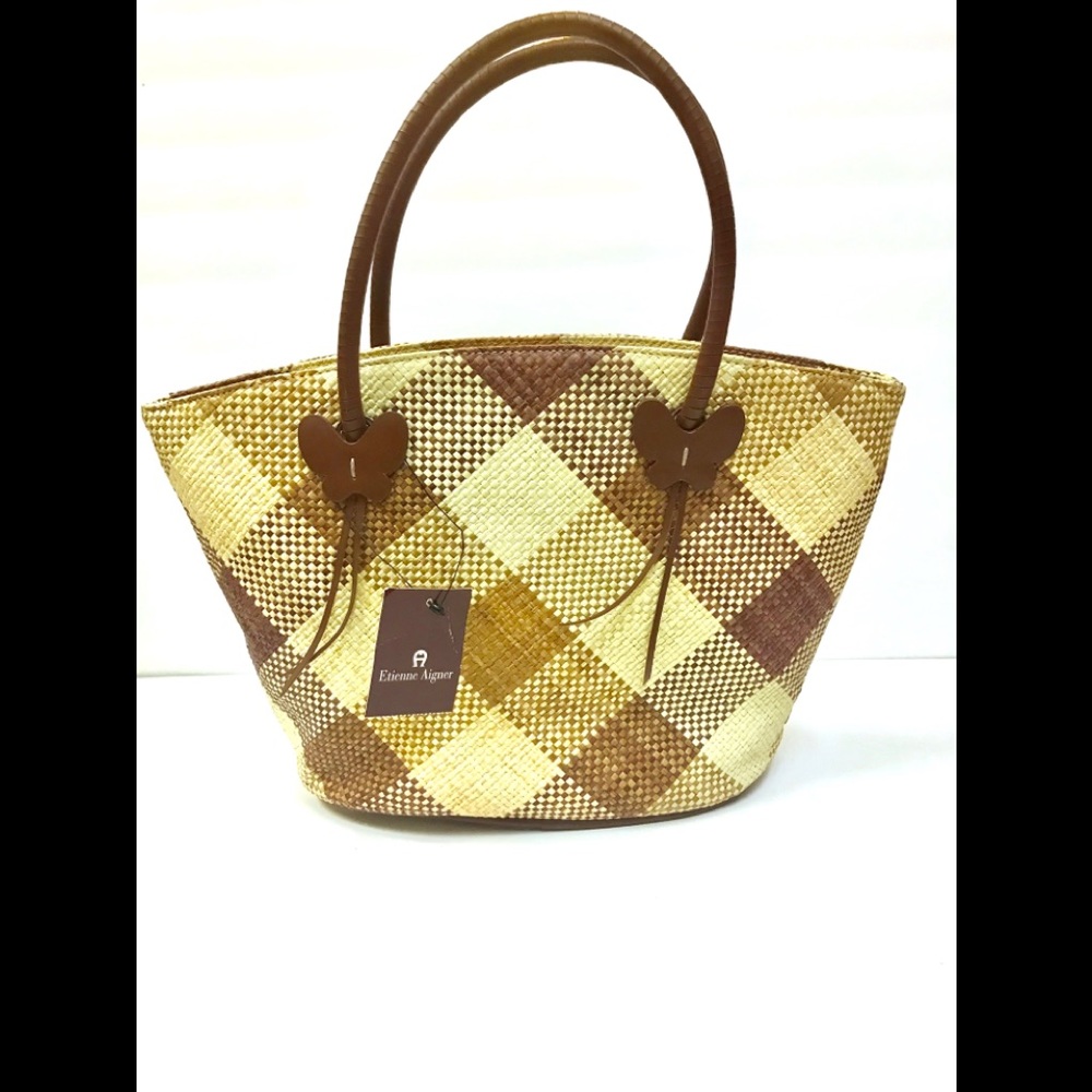 Etienne Aigner  Brown/Tan Straw Tote